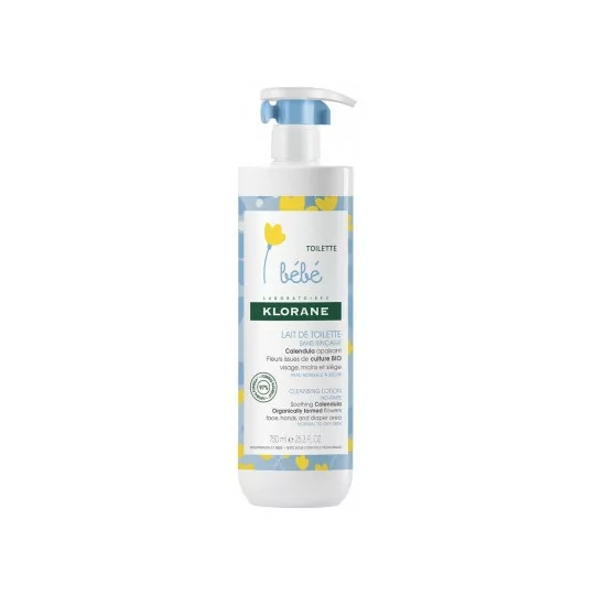 Klorane Lait de Toilette Bébé sans Rinçage au Calendula 750ml