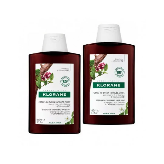 KLORANE Shampooing intensité quinine / edelweiss bio 2x 400ml