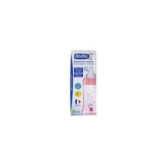 Dodie Biberon 2 Init A/col 270ml 0-6m Rose L