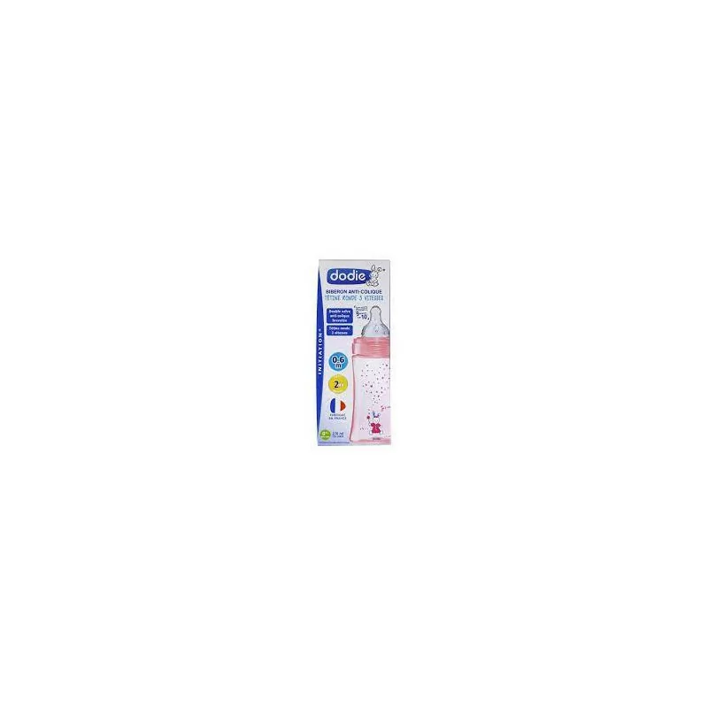 Dodie Biberon 2 Init A/col 270ml 0-6m Rose L