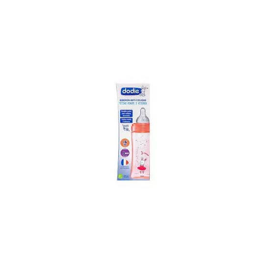 Dodie Biberon 3 Init A/col 330ml 6m Rose D