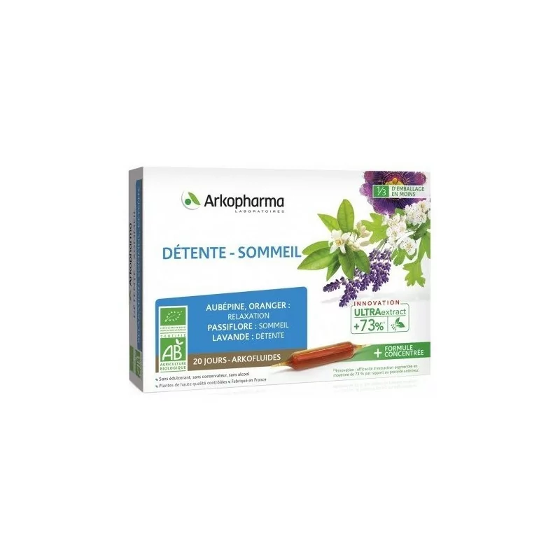 Arkofluide Détente Sommeil Bio 20 ampoules