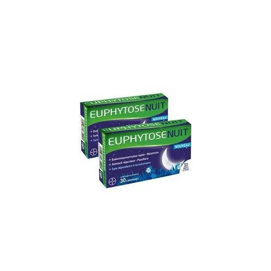 Euphytose nuit infusion Bayer - boite de 20 infusions - ENDORMISSEMENT PLUS RAPIDE & SOMMEIL REPARATEUR - Lot de 2 Boites x20