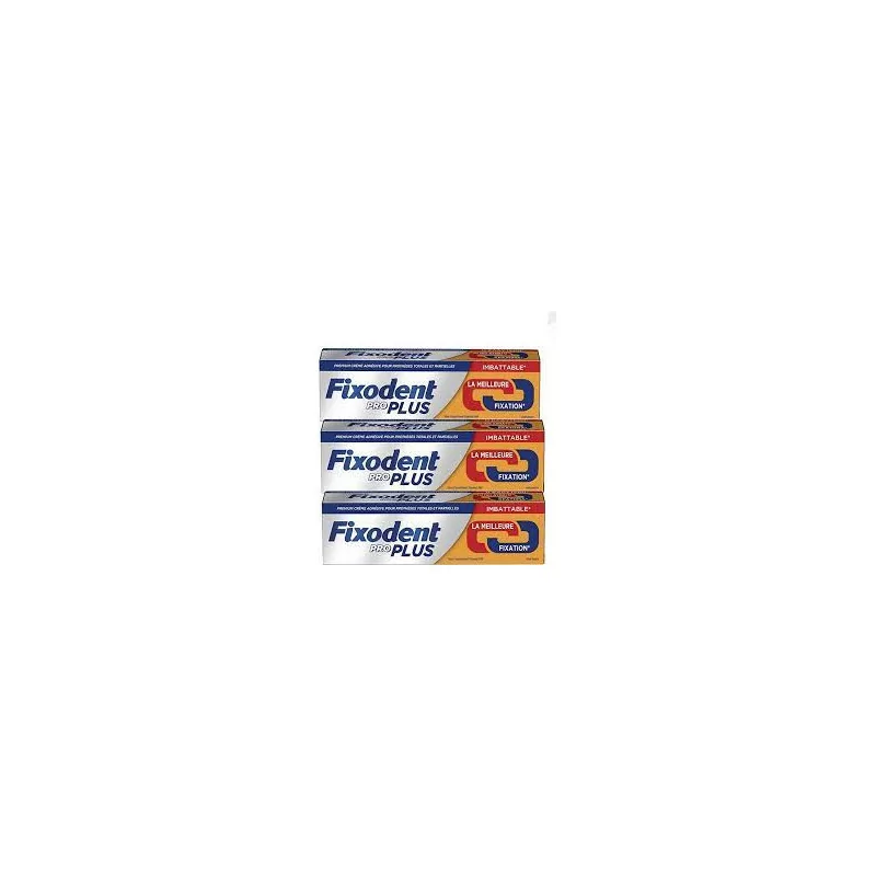 Fixodent - Fixodent Pro - Duo Action - Longue Durée - Plus Fort - Lot de 3 tubes