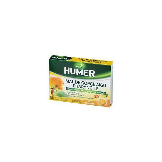 Humer Mal de Gorge Aigu Pharyngite Sans Sucre 20 Pastilles