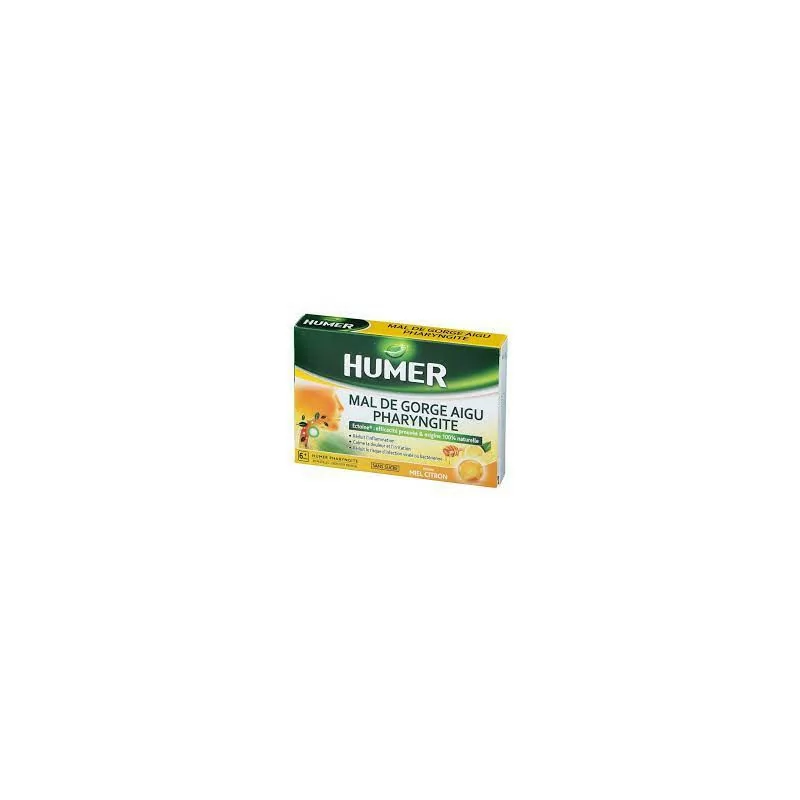 Humer Mal de Gorge Aigu Pharyngite Sans Sucre 20 Pastilles