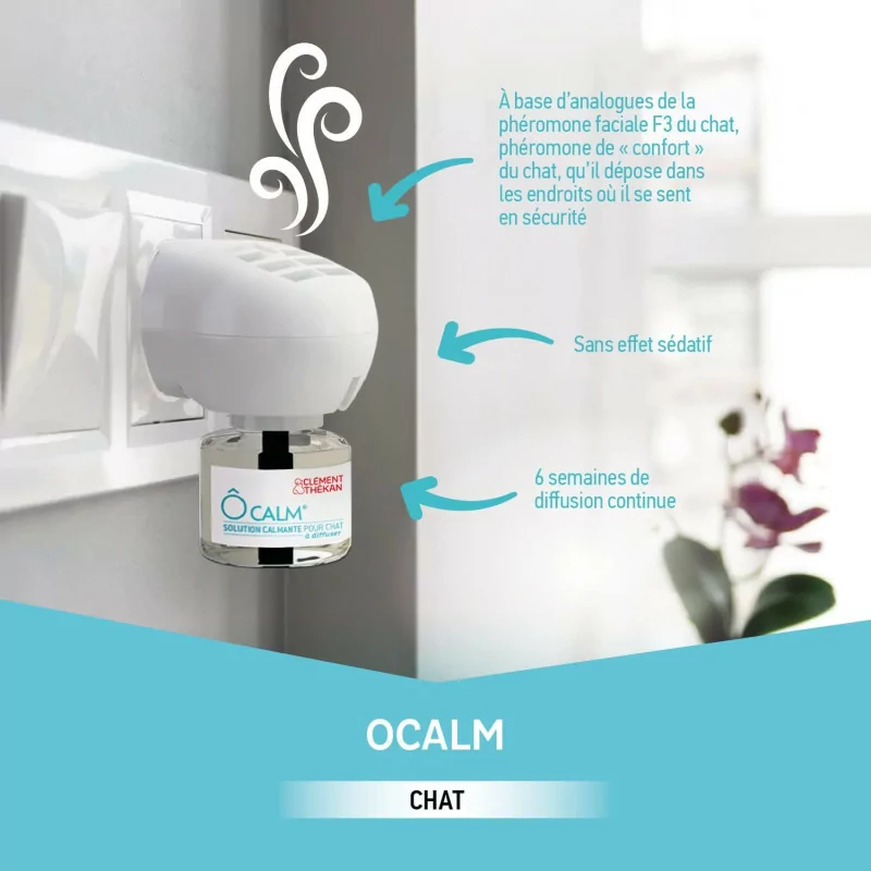 Clément Thékan - ÔCalm - Solution Calmante pour Chat à Diffuser - Anti-Stress Chat - Flacon Recharge 48 mL