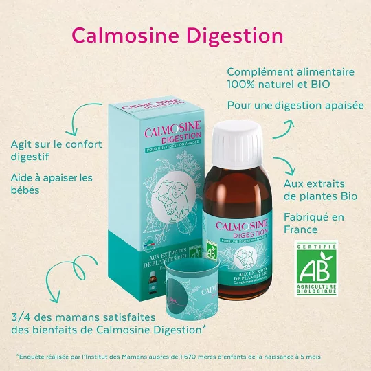 Calmosine - Digestion - Confort Digestif - Apaise et Calme - Bébé - Aux Extraits de Plantes Bio 100 ml