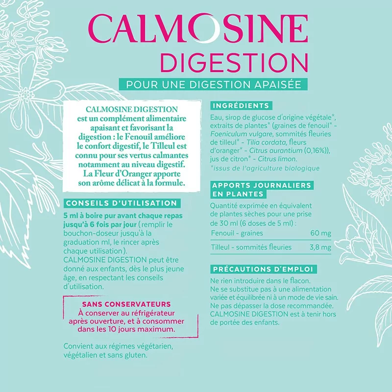 Calmosine - Digestion - Confort Digestif - Apaise et Calme - Bébé - Aux Extraits de Plantes Bio 100 ml