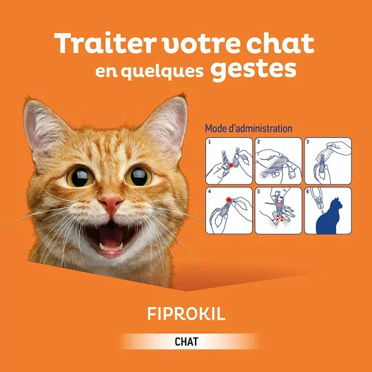 Clément Thékan - Anti-puces et anti-tiques pour chats - 4 pipettes - Fiprokil