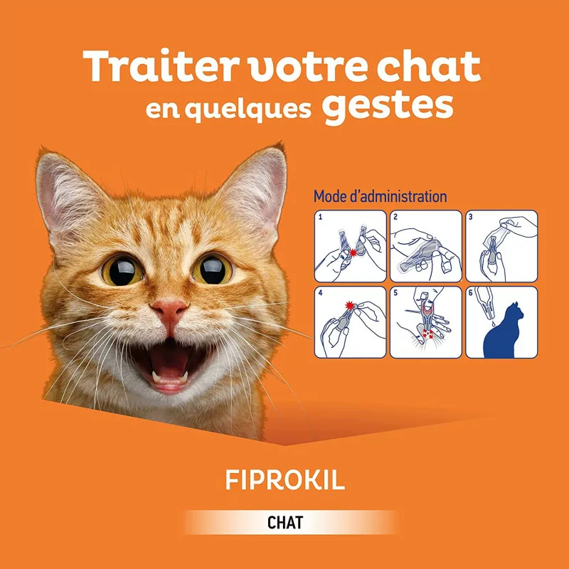 Clément Thékan - Anti-puces et anti-tiques pour chats - 4 pipettes - Fiprokil