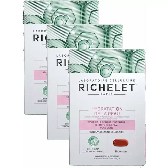 RICHELET Hydratation de la Peau - Lot de 3 Boites de 30 capsules