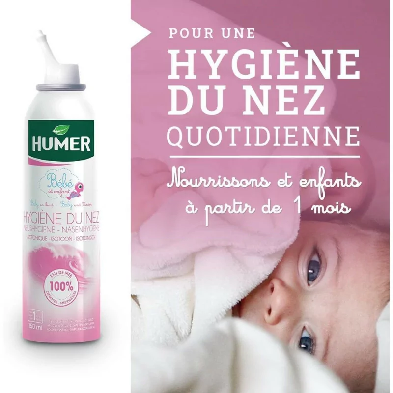 Humer - Spray Hygiène du nez Nourrissons/Enfants - 100% eau de mer - Excellente tolérance - 150ml