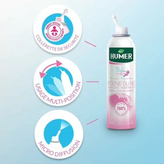 Humer - Spray Hygiène du nez Nourrissons/Enfants - 100% eau de mer - Excellente tolérance - 150ml