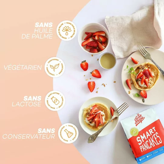 So Shape, Mix Pancakes, 10g de protéines et 0g de sucre par portion, Sachet de 500g (20 Pancakes)