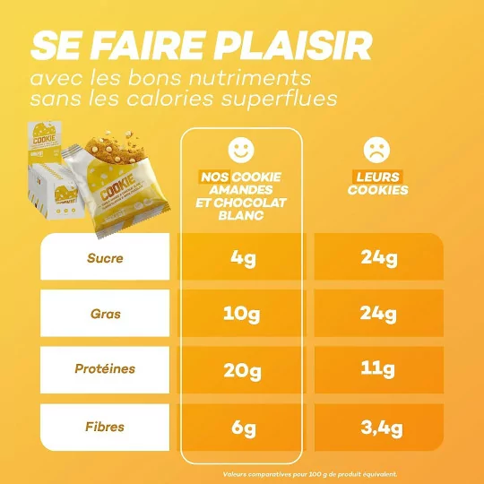 So Shape, Cookies Saveur Amande & Pépites de Chocolat blanc, 12 Cookies de 40g