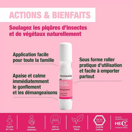 Pranarôm - Roller Huiles Essentielles Après-Piqûres Bio - Gel apaisant – Pranabb - 15 ml