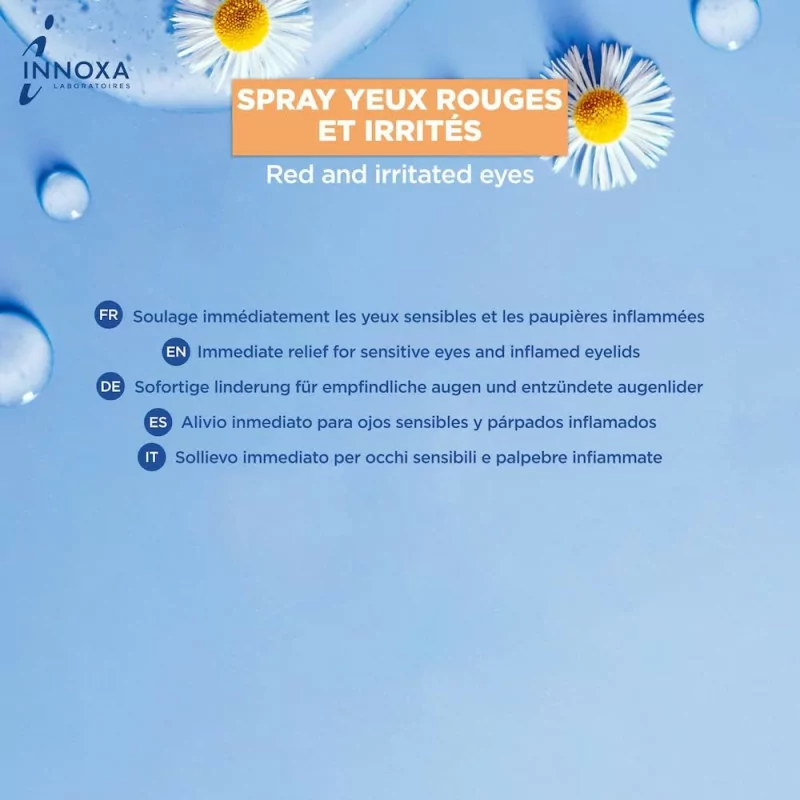 INNOXA - SPRAY TRIPLE ACTION pour Yeux Rouges et paupières Irritées - SPECIAL ALLERGIE POLLEN - Soulagement immédiat - 10ml