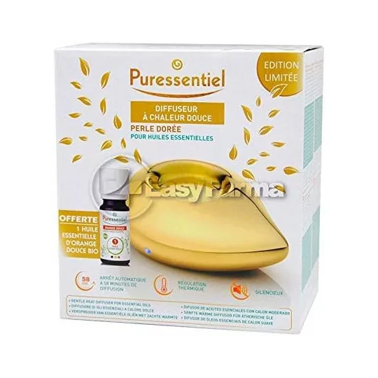 Coffret difusseur perle dorée avec huile essentielle offerte