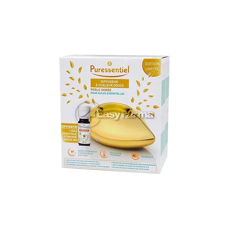 Coffret difusseur perle dorée avec huile essentielle offerte