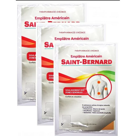 Saint-Bernard Emplâtre Américain - Capsicum et girofle - Confort et relaxation des zones sensibles - lot de 3 emplatres