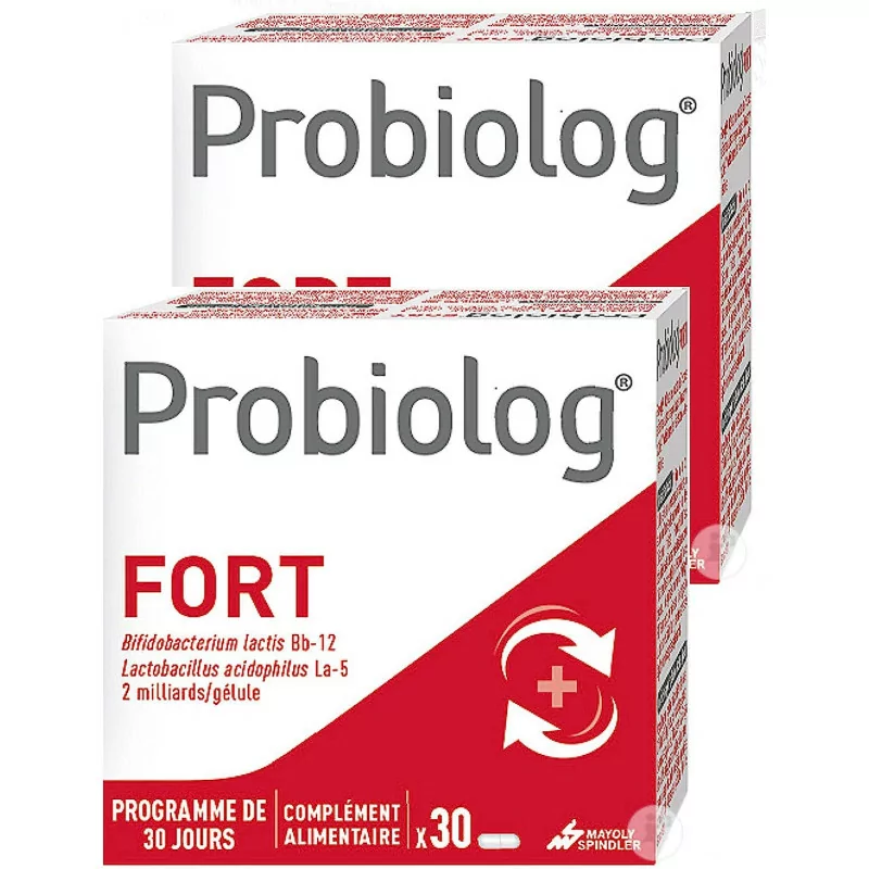 Mayoly Spindler - Probiolog FORT - Compléments alimentaires - Système digestif - lot de 2 boîtes de 30 Gélules. (F)