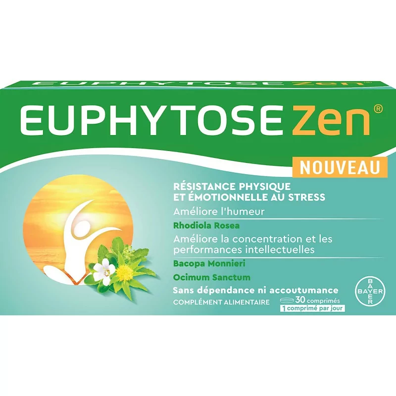 EuphytoseZen Complément Alimentaire, Stress, nervosité, difficultés de concentration, 3 pack de 30 Comprimés