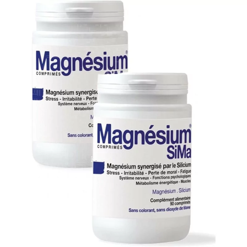 Magnésium SiMa Laboratoire Dissolvurol - Magnesium synergisé par le Silicium - Lot de 2 x 90 Comprimés