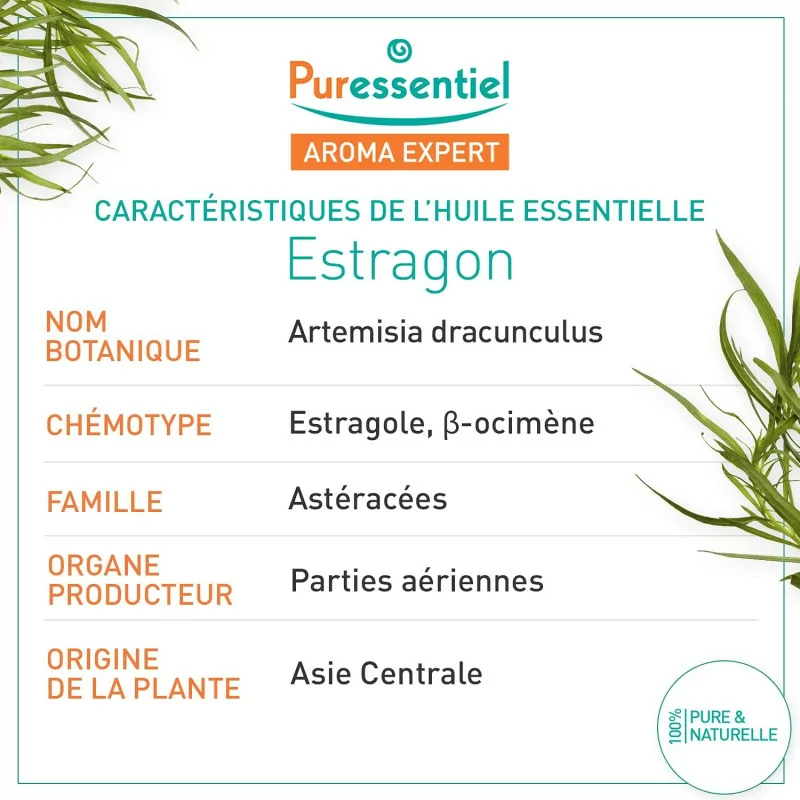 Puressentiel - Huile Essentielle Estragon - 100% Pure et Naturelle - HEBBD  - 5 ml