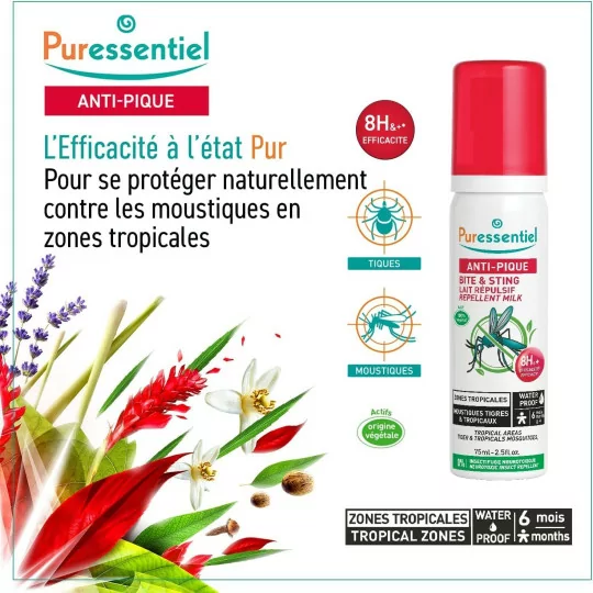 PURESSENTIEL LAIT REPUL ZON TRO WATE 75ML