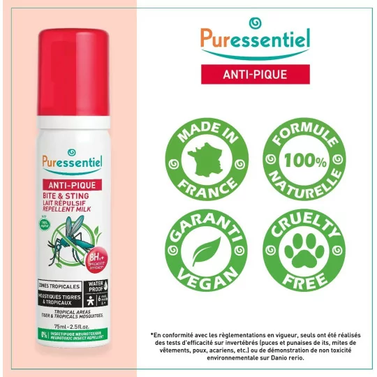 PURESSENTIEL LAIT REPUL ZON TRO WATE 75ML