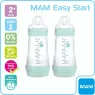 MAM - Biberons Easy Start anti-colique 2+ mois (2 x 260 ml) Aqua – Lot de 2