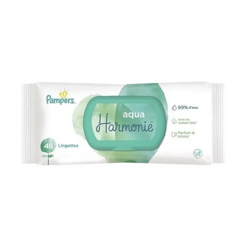 PAMPERS Lingettes Bébé Aqua Harmonie, 48 lingettes